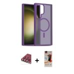 ieg™ Galaxy S23 Ultra Kılıf Siluet Minimal Prime - Siyah AutoKit 5in1 Fiber Hayalet Cam Ekran Koruyu