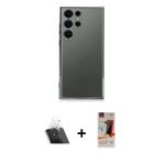 ieg™ Galaxy S23 Ultra Kılıf Vadi Minimal - Siyah AutoKit 5in1 Fiber Hayalet Cam Ekran Koruyucu + Şef