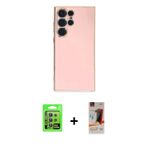 ieg™ Galaxy S23 Ultra Kılıf Yankı Serisi - Siyah AutoKit 5in1 Fiber Hayalet Cam Ekran Koruyucu + Yeş