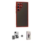 ieg™ Galaxy S24 Ultra Kılıf Ahenk Çizgi Serisi - Siyah Bilvis 3D Cam Ekran Koruyucu + Pembe PVD Meta