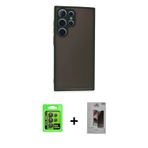 ieg™ Galaxy S24 Ultra Kılıf Ahenk Çizgi Serisi - Siyah Bilvis Hayalet Cam Ekran Koruyucu + Siyah Raz