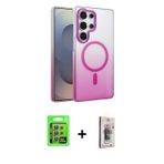 ieg™ Galaxy S24 Ultra Kılıf Ahenk Doku Özel Seri - Siyah Bilvis 3D Cam Ekran Koruyucu + Gri Raze Met
