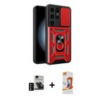 ieg™ Galaxy S24 Ultra Kılıf Ahenk Klasik - Siyah AutoKit 5in1 Fiber Polymer Nano Ekran Koruyucu + Si