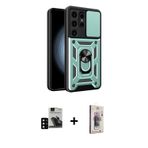 ieg™ Galaxy S24 Ultra Kılıf Ahenk Klasik - Siyah Bilvis 3D Cam Ekran Koruyucu + Siyah PVD Metal Kame
