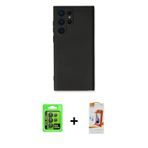 ieg™ Galaxy S24 Ultra Kılıf Ahenk Serisi - Siyah AutoKit 5in1 Fiber Polymer Nano Ekran Koruyucu + Si