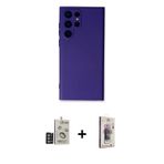 ieg™ Galaxy S24 Ultra Kılıf Ahenk Serisi - Siyah Bilvis 3D Cam Ekran Koruyucu + Derin Mor Bilvis Tit