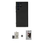 ieg™ Galaxy S24 Ultra Kılıf Ahenk Serisi - Siyah Bilvis Hayalet Cam Ekran Koruyucu + Derin Mor Bilvi
