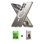 ieg™ Galaxy S24 Ultra Kılıf Ahenk Yansıma Prime - Siyah Bilvis Hayalet Cam Ekran Koruyucu + Mor Raze