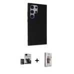 ieg™ Galaxy S24 Ultra Kılıf Akış Asil Koleksiyonu - Siyah Bilvis 3D Cam Ekran Koruyucu + Gold PVD Me