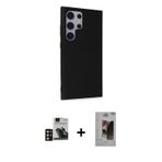 ieg™ Galaxy S24 Ultra Kılıf Akış Asil Koleksiyonu - Siyah Bilvis Hayalet Cam Ekran Koruyucu + Gold P