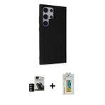 ieg™ Galaxy S24 Ultra Kılıf Akış Asil Koleksiyonu - Siyah Polymer Nano Ekran Koruyucu + Siyah PVD Me