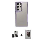ieg™ Galaxy S24 Ultra Kılıf Akış Çizgi Koleksiyonu - Siyah Bilvis Hayalet Cam Ekran Koruyucu + Derin
