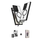 ieg™ Galaxy S24 Ultra Kılıf Atlas Doku Koleksiyonu - Siyah Bilvis 3D Cam Ekran Koruyucu + Pembe PVD