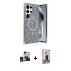 ieg™ Galaxy S24 Ultra Kılıf Eksen Çizgi - Siyah Bilvis Hayalet Cam Ekran Koruyucu + Gold PVD Metal K