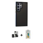 ieg™ Galaxy S24 Ultra Kılıf Eksen Işık - Siyah Polymer Nano Ekran Koruyucu + Siyah PVD Metal Kamera