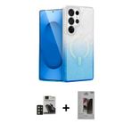 ieg™ Galaxy S24 Ultra Kılıf Eksen Minimal Özel Seri - Siyah Bilvis Hayalet Cam Ekran Koruyucu + Gold