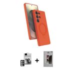 ieg™ Galaxy S24 Ultra Kılıf İz Işık Koleksiyonu - Siyah Bilvis Hayalet Cam Ekran Koruyucu + Pembe PV