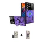 ieg™ Galaxy S24 Ultra Kılıf Kıvılcım Modern Serisi - Siyah Bilvis 3D Cam Ekran Koruyucu + Derin Mor