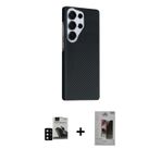 ieg™ Galaxy S24 Ultra Kılıf Kozmos Klasik Prime - Siyah Bilvis Hayalet Cam Ekran Koruyucu + Siyah PV