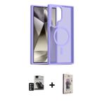 ieg™ Galaxy S24 Ultra Kılıf Siluet Minimal Prime - Siyah Bilvis 3D Cam Ekran Koruyucu + Derin Mor PV