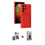 ieg™ Galaxy S24 Ultra Kılıf Vadi Çizgi Prime - Siyah Bilvis Hayalet Cam Ekran Koruyucu + Pembe PVD M