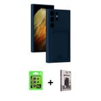 ieg™ Galaxy S24 Ultra Kılıf Vadi Çizgi Prime - Siyah Bilvis Hayalet Cam Ekran Koruyucu + Sarı Raze M