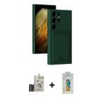 ieg™ Galaxy S24 Ultra Kılıf Vadi Çizgi Prime - Siyah Polymer Nano Ekran Koruyucu + Gold Bilvis Titan