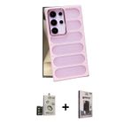 ieg™ Galaxy S24 Ultra Kılıf Yadigar Doku Özel Seri - Siyah Bilvis Hayalet Cam Ekran Koruyucu + Gold