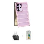 ieg™ Galaxy S24 Ultra Kılıf Yadigar Doku Özel Seri - Siyah Polymer Nano Ekran Koruyucu + Şeffaf Kame