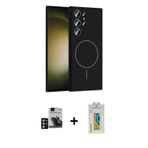 ieg™ Galaxy S24 Ultra Kılıf Yankı Form Serisi - Siyah Polymer Nano Ekran Koruyucu + Derin Mor PVD Me