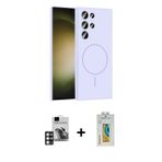 ieg™ Galaxy S24 Ultra Kılıf Yankı Form Serisi - Siyah Polymer Nano Ekran Koruyucu + Pembe PVD Metal