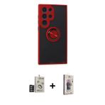 ieg™ Galaxy S24 Ultra Kılıf Yörünge Çizgi - Siyah Bilvis 3D Cam Ekran Koruyucu + Derin Mor Bilvis Ti