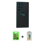 ieg™ Galaxy S24 Ultra Kılıf Yörünge Çizgi - Siyah Polymer Nano Ekran Koruyucu + Mor Raze Metal Kamer