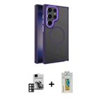 ieg™ Galaxy S24 Ultra Kılıf Yörünge Klasik - Siyah Polymer Nano Ekran Koruyucu + Pembe PVD Metal Kam