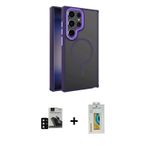 ieg™ Galaxy S24 Ultra Kılıf Yörünge Klasik - Siyah Polymer Nano Ekran Koruyucu + Siyah PVD Metal Kam