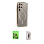 ieg™ Galaxy S24 Ultra Kılıf Zirve Doku Prime - Siyah Bilvis 3D Cam Ekran Koruyucu + Gümüş Raze Metal