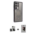 ieg™ Galaxy S24 Ultra Kılıf Zirve Doku Prime - Siyah Bilvis Hayalet Cam Ekran Koruyucu + Derin Mor P