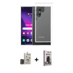 ieg™ Galaxy S24 Ultra Kılıf Zirve Doku - Siyah Bilvis Hayalet Cam Ekran Koruyucu + Gold Bilvis Titan