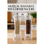 ieg™ HSNET Baharat Öğütücü - Baharat Karabiber Tuz Değirmeni Ahşap Akrilik Kristal 2 li SET