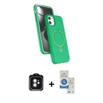 ieg™ iPhone 11 Kılıf İz Işık Koleksiyonu - Şeffaf Royal Nano Ekran Koruyucu + Yeşil PVD Metal Kamera