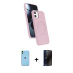 ieg™ iPhone 11 Kılıf İz Işık Koleksiyonu - Siyah 3D Antistatik Hayalet Cam Ekran Koruyucu + Yeşil Ne
