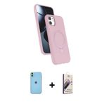ieg™ iPhone 11 Kılıf İz Işık Koleksiyonu - Siyah Bilvis 3D Mat Cam Ekran Koruyucu + Yeşil Neon Fosfo