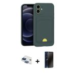 ieg™ iPhone 11 Kılıf Vadi Çizgi Prime - Siyah 3D Antistatik Hayalet Cam Ekran Koruyucu + Lacivert Pe