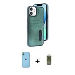 ieg™ iPhone 11 Kılıf Yörünge Işık Serisi - Siyah Joko Magic 5D Hayalet Cam + Yeşil Neon Fosforlu Kam