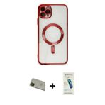 ieg™ iPhone 11 Pro Max Kılıf Nova Işık Özel Seri - Şeffaf Pasifik Cam Ekran Koruyucu + Yeşil Rainbow