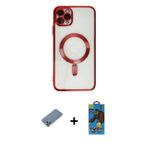 ieg™ iPhone 11 Pro Max Kılıf Nova Işık Özel Seri - Siyah 18D Cam Ekran Koruyucu + Açık Yeşil Metal K