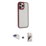 ieg™ iPhone 13 Pro Max Kılıf Eksen Doku Prime - Siyah Bilvis 3D Mat Cam Ekran Koruyucu + Lacivert Pe