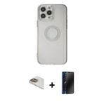 ieg™ iPhone 13 Pro Max Kılıf Kutup Klasik - Siyah 3D Antistatik Hayalet Cam Ekran Koruyucu + Gold Pe