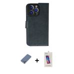 ieg™ iPhone 13 Pro Max Kılıf Siluet Işık Serisi - Siyah Joko 5D Cam + Açık Yeşil Metal Kamera Lens K