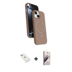 ieg™ iPhone 14 Kılıf İz Işık Koleksiyonu - Siyah Bilvis 3D Mat Cam Ekran Koruyucu + Yeşil Diamond Ka